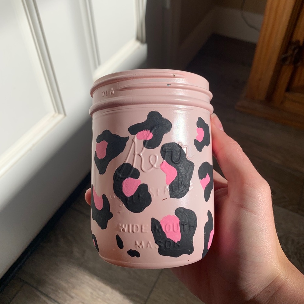 The chic Cheetah Print Mason Jar💓🖤